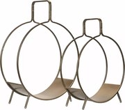 Kandalló Fa Állvány Arany Loft Kosár Kerek Fém Szett 2 db-os