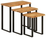 3 db tömör akácfa rakásolható asztal természetes éllel