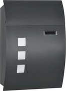HOMCOM Postafiók Zárral és Tetővel, Fali Postafiók Ablakkal, Horganyzott Acélból, Kültéri Használatra, 32 x 10 x 45 cm, Sötétszürke | Aosom