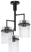 Csillár rúdon 3xE27/60W/230V fekete/átlátszó