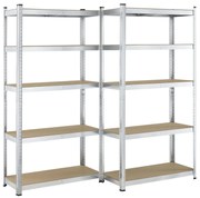 Juskys 2 darabos polcrendszer szett - 180x90x40 cm - ezüst