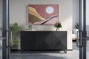 Asha komód 167 cm kétajtós fiókos - artisan / matt fekete / fekete vázas
