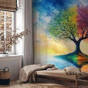 Fotótapéta - Évszakos festett fa (147x102 cm)