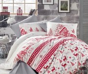 Karácsonyi Ünnepi mix fehér pamut ágyneműhuzat TiaHome - 1x Párna 90x70cm, 1x Paplan 140x200cm