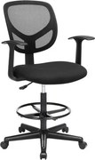 Ergonomikus irodai szék kartámaszokkal, magas forgó szék 55-75 cm ülésmagasság, fekete