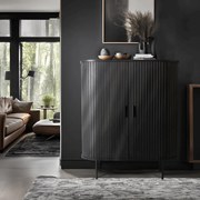 Ovális magas komód fekete színben, TRISH ELITE 100 cm