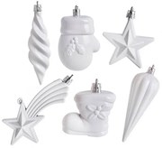 Karácsonyfa dísz készlet - 6 darabos - fehér
