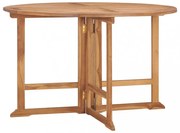 összecsukható tömör tíkfa kerti étkezőasztal Ø110 x 75 cm