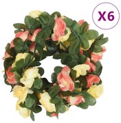 6 db tavaszi naplemente-piros karácsonyi virágfüzér 250 cm