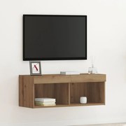 TV Fali Szekrény LED Fényekkel Műgyanta Tölgy 80x30x30 cm