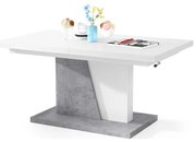NINO fehér/szürke beton kihúzható, emelhető konferencia/étkezőasztal