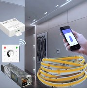 Digitális Cob Led Szalag Szett 5M hideg fehér 24V Folyó Fény effekt Vezérlő Tápegység