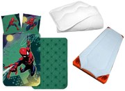 Pókember gyerek, ovis ágyneműhuzat, derékalj és paplan/párna szett 100x135 cm 40x60 cm (Emerald)