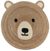 Natúr színű juta gyerek szőnyeg 100x100 cm Bertie Bear – Flair Rugs