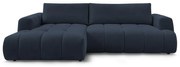 Sötétkék kinyitható-tárolóhelyes sarokkanapé (bal oldali-heverő résszel) Fuji – Bobochic Paris