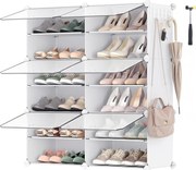 Moduláris összekapcsolható cipőtároló szekrény fehér színben