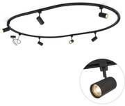 Modern sínrendszer 6 fekete spotlámpával, 1 fázisú, ovális 100 cm - Iconic Jeana