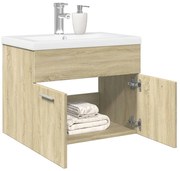 sonoma tölgy fürdőszobai mosdószekrény beépített mosdókagylóval