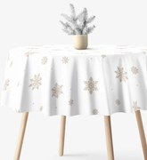 Goldea kör alakú pamut terítő - hópelyhek fehéren Ø 100 cm