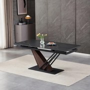 Fekete Márvány/Dió Színű Bővíthető Étkezőasztal. REX 2 180-240 cm