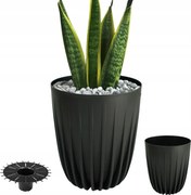 Kerti Kaspó 19CM-ES Betéttel Teraszra, Nappaliba, Fekete