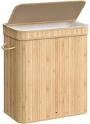 SONGMICS Ruháskosár fedéllel, 100 L-es bambusz szennyestartó
