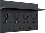 Loft akasztó 50cm Fekete 7 fogantyús Fekete Modern Ruhatartó