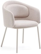 Bézs kárpitozott karfás étkezőfotel Minda – Kave Home