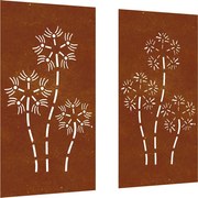 vidaXL 2 db virágmintás corten acél kerti faldísz 105 x 55 cm
