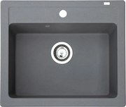 Quadro 60 Metalac 372984 Gránit Mosogatótálca - Extra mély, Egymedencés, Négyzet, Grafit