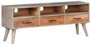 szürke tömör nyers mangófa TV-szekrény 130 x 35 x 51 cm