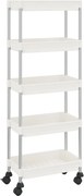 vidaXL 5 szintes fehér vas és ABS konyhai kocsi 42 x 29 x 128 cm