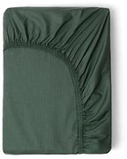 Sötétzöld pamut-szatén gumis lepedő, 180 x 200 cm - HIP