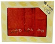 Ajándékcsomag 3 db 70x140 cm-es fürdőlepedőből és 50x100 cm-es, valamint 30x50 cm-es törölközőkből, Narancs színben, TiaHom