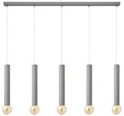 Csillár zsinóron TUBA 5xE27/15W/230V szürke