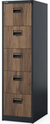 Fém irattartó szekrény, 5 fiókos SARA V5, 460 x 1625.5 x 620 mm, Eco Design: antracit/ dió