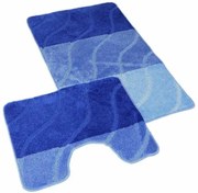 Kvalitex Hullámok fürdőszobaszőnyeg szett kék, 60 x 100 cm, 60 x 50 cm