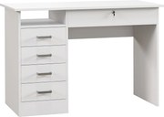 HOMCOM Modern Számítógép Asztal 5 Fiókkal, Nagy Asztallap, 1 Nyitott Rekesz, Zárható Fiók, 110x50x76 cm, Fehér | Aosom
