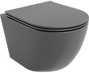 Mexen Lena, perem nélküli WC csésze lassan záródó, vékony duroplast, sötétszürke matt - 30224071