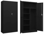 fekete acél zárható szekrény 90 x 40 x 180 cm