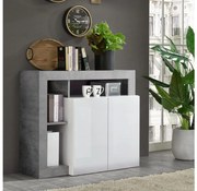 LENOR komód fehér/szürke betonhatású