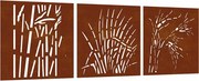 vidaXL 3 db fűmintás corten acél kerti faldísz 55 x 55 cm
