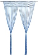 kék makramé pamutfüggöny 140 x 240 cm