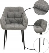 Kárpitozott étkező szék konyha nappali Brooke szürke kartámasz