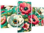 Kép - Virágok kék háttéren (90x60 cm)