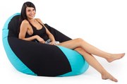 Fekete - Türkiz Bicolor XXL Babzsákfotel