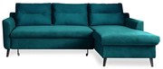 Stylish Stan türkiz kinyitható bársony sarokkanapé, jobb oldali - Miuform