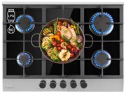 Klarstein Alchemist, gázfőzőlap, 5 alumínium égő, üvegkerámia, fekete