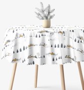 Goldea karácsonyi kör alakú teflonos terítő - téli táj Ø 100 cm