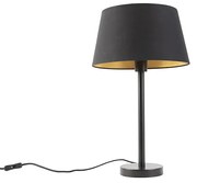 Klasszikus asztali lámpa fekete fekete lámpabúrával 32 cm - Simplo